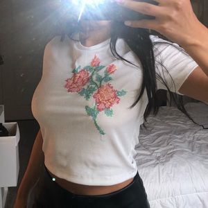 White shirt with flower design